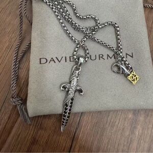 David Yurman Silver and Black Dagger Necklace